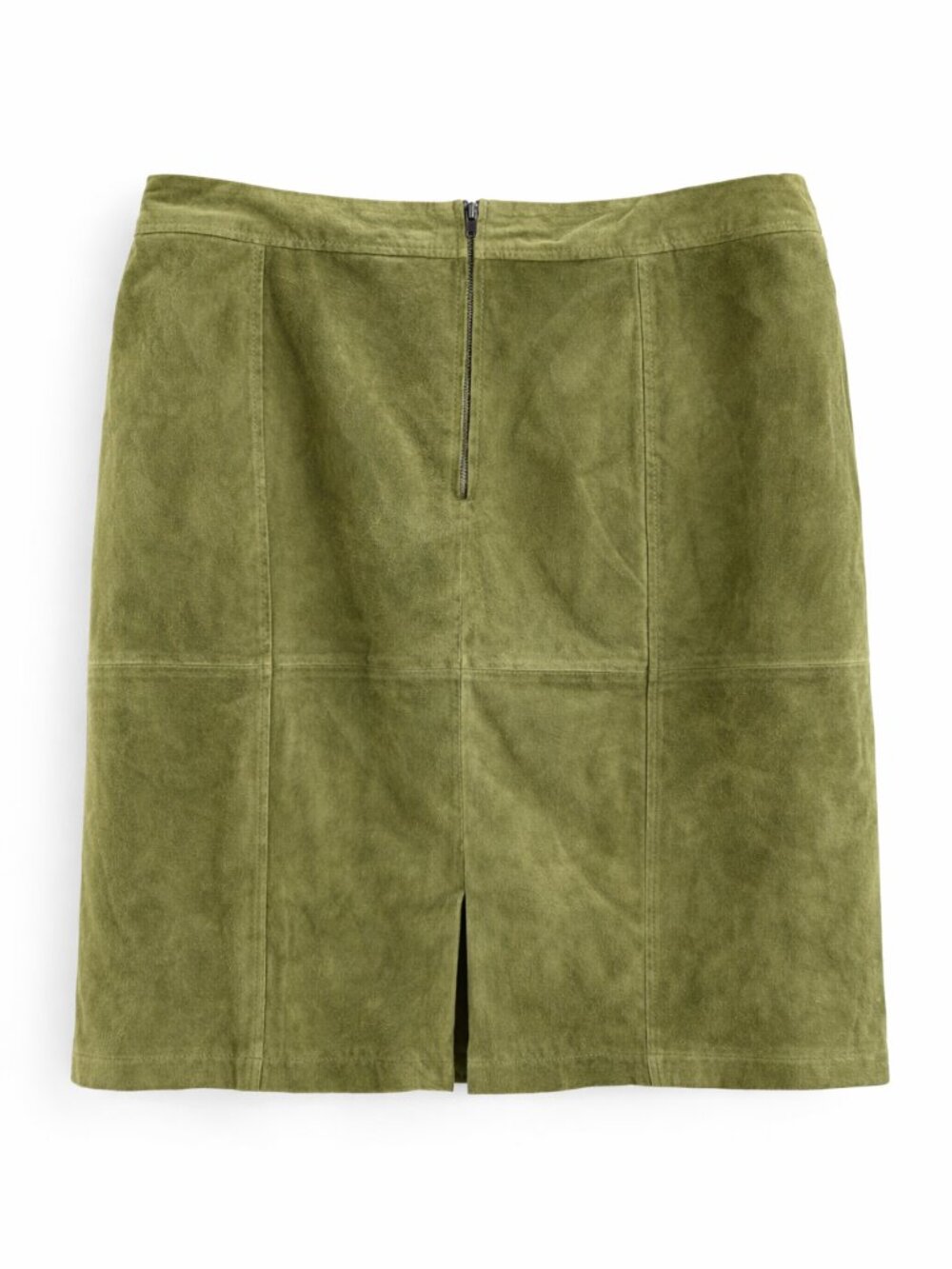 Ashley Stewart Suede Leather Skirt Olive Green Luxe A-Line Midi Plus Size 22 EUC - Picture 3 of 8